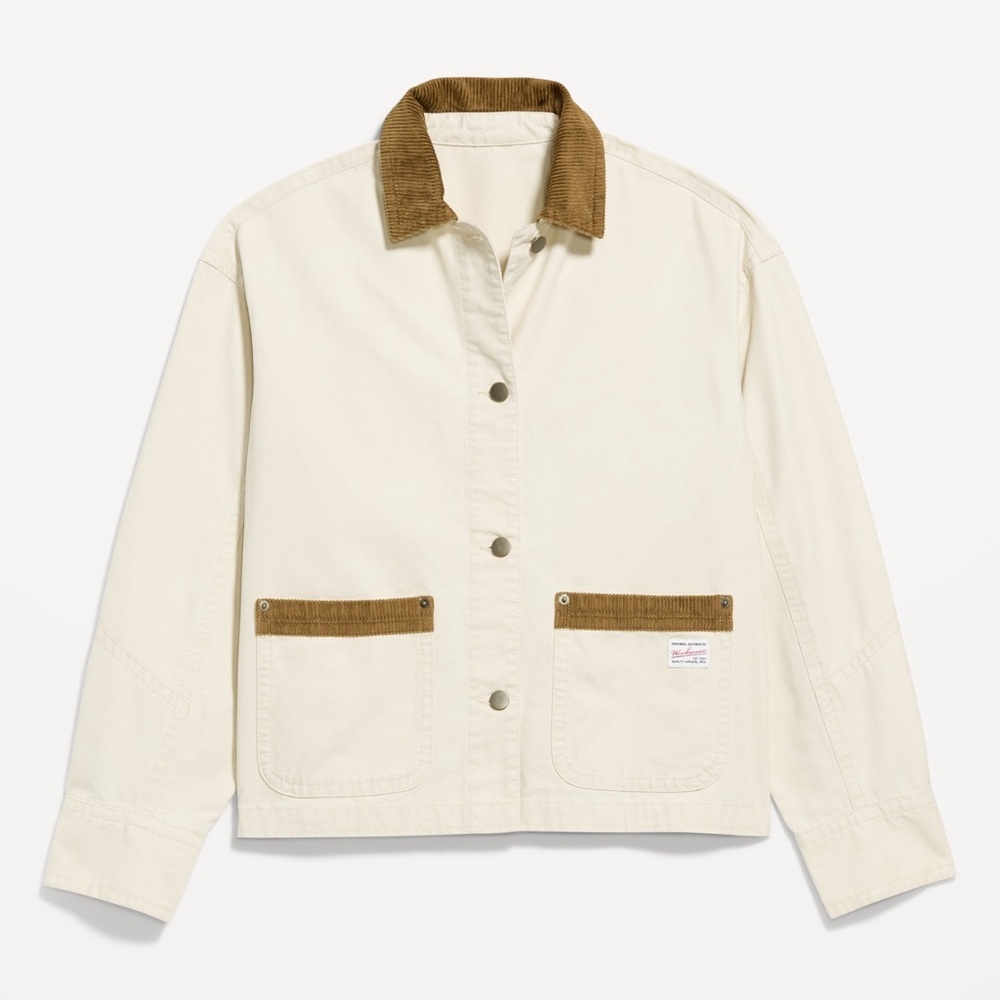 Old Navy Cream Jacket with Brown Corduroy Collar